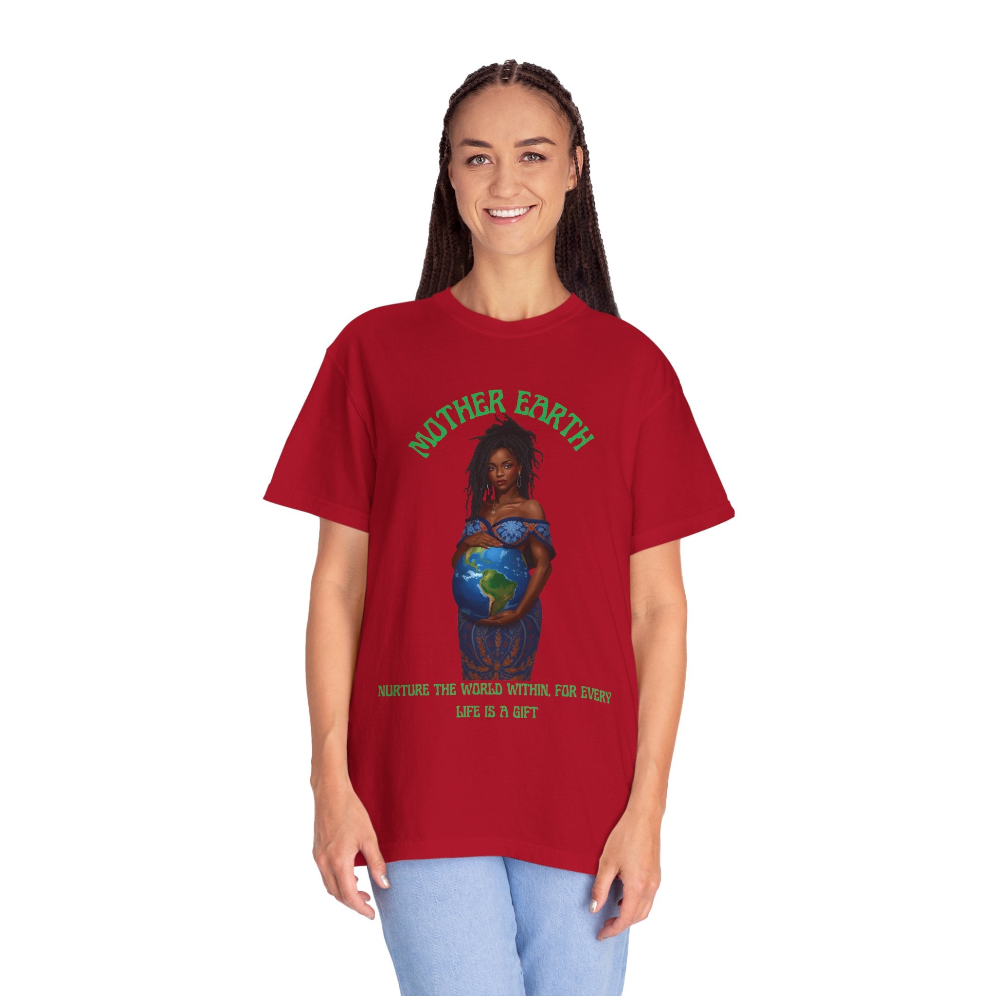 Mother Earth Nurture Shirt The World Within Every Life Is a Gift T Shirt Black Woman Art Nature Lover Tee Eco Conscious Graphic Tee