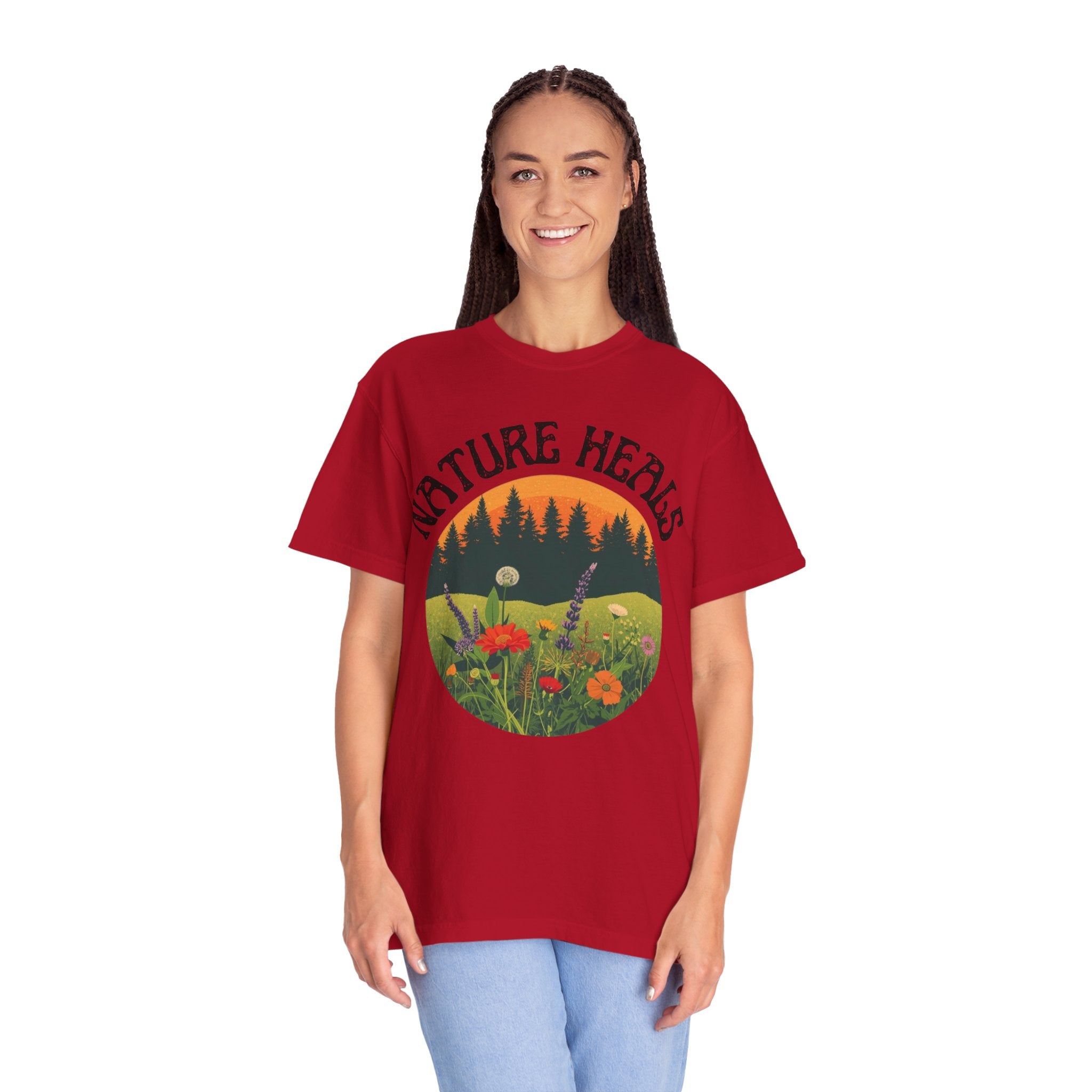 Nature Heals T-Shirt Eco Friendly Nature Lover Tee Environmental Graphic Shirt Outdoor Wellness Top
