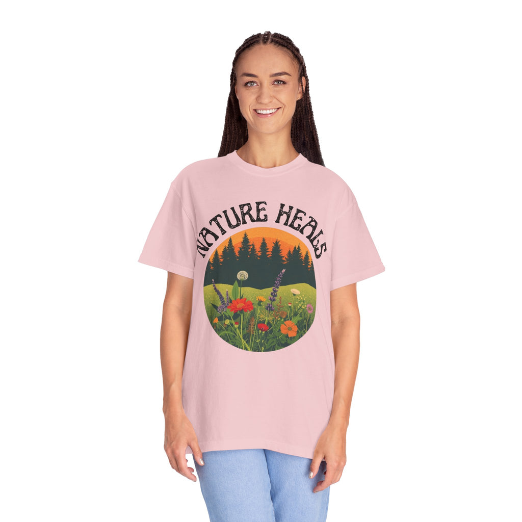 Nature Heals T-Shirt Eco Friendly Nature Lover Tee Environmental Graphic Shirt Outdoor Wellness Top