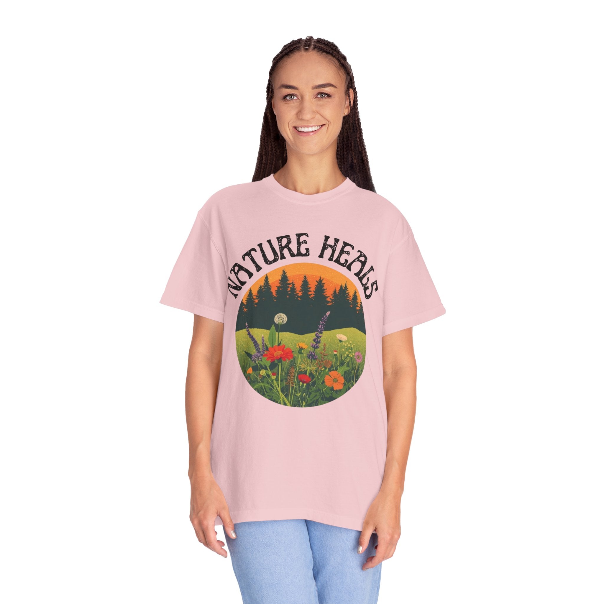 Nature Heals T-Shirt Eco Friendly Nature Lover Tee Environmental Graphic Shirt Outdoor Wellness Top