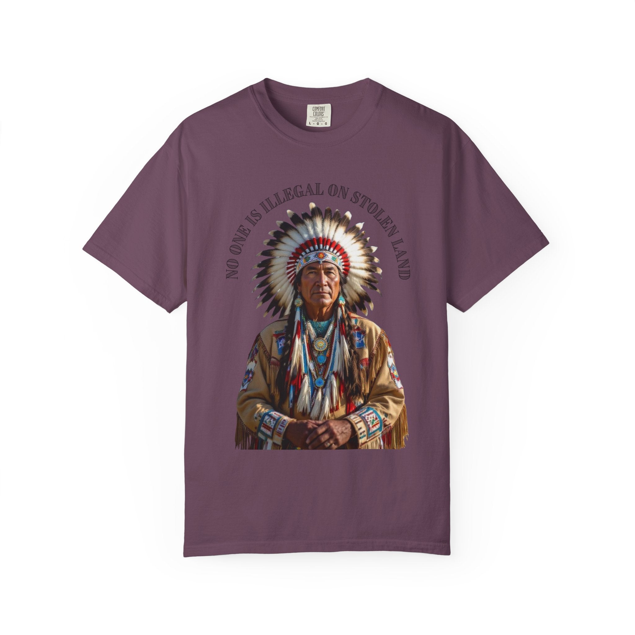 No One Is Illegal On Stolen Land T-Shirt Native American Graphic Tee Indigenous Rights Activist Shirt