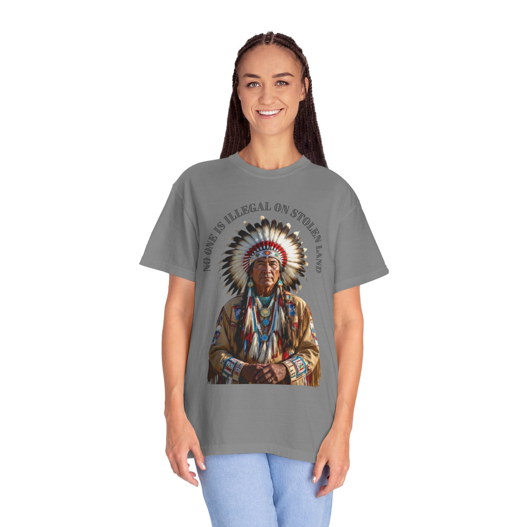 No One Is Illegal On Stolen Land T-Shirt Native American Graphic Tee Indigenous Rights Activist Shirt