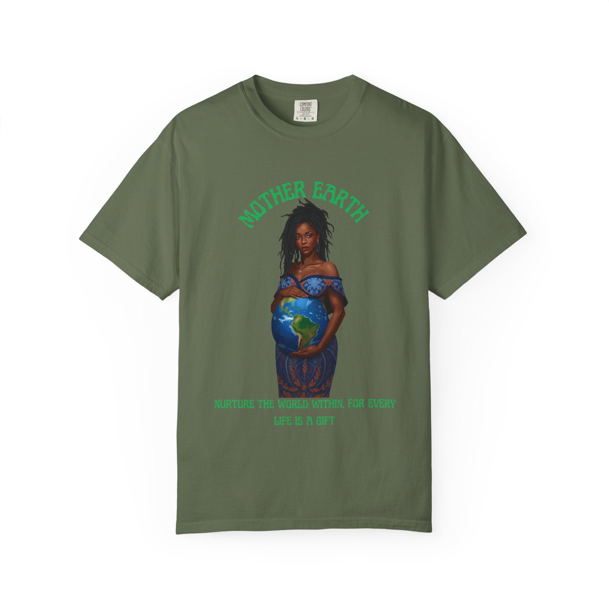 Mother Earth Nurture Shirt The World Within Every Life Is a Gift T Shirt Black Woman Art Nature Lover Tee Eco Conscious Graphic Tee
