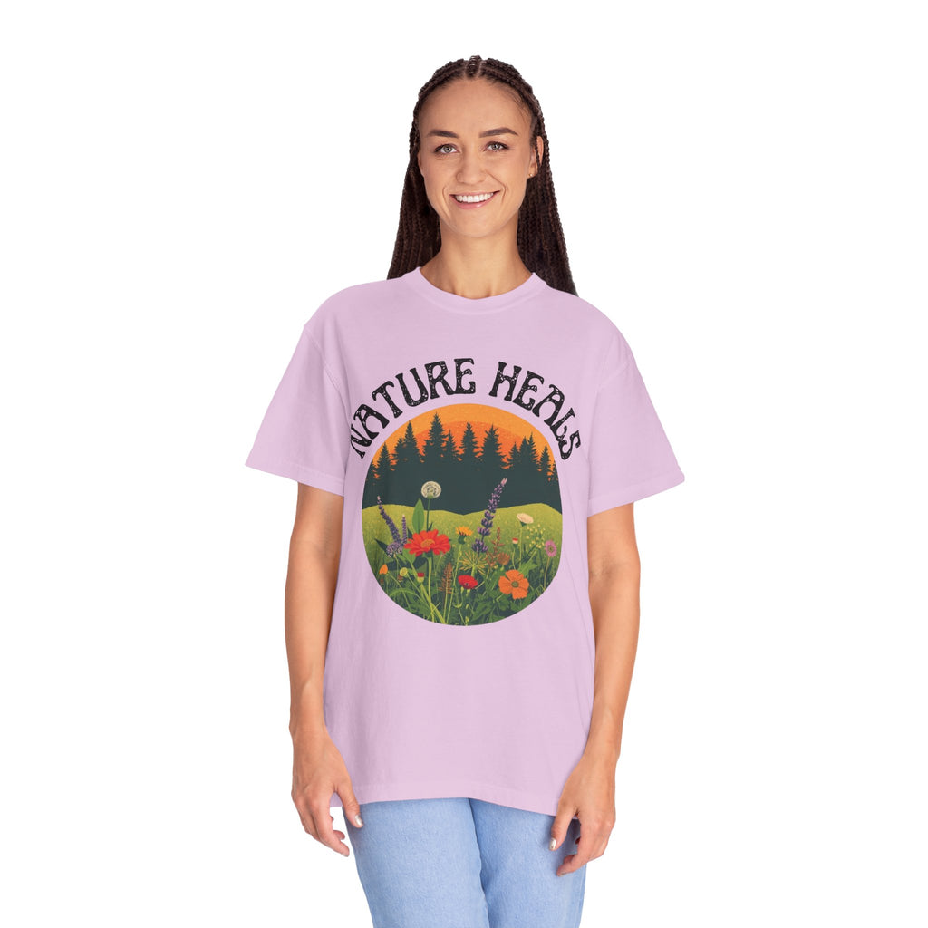 Nature Heals T-Shirt Eco Friendly Nature Lover Tee Environmental Graphic Shirt Outdoor Wellness Top