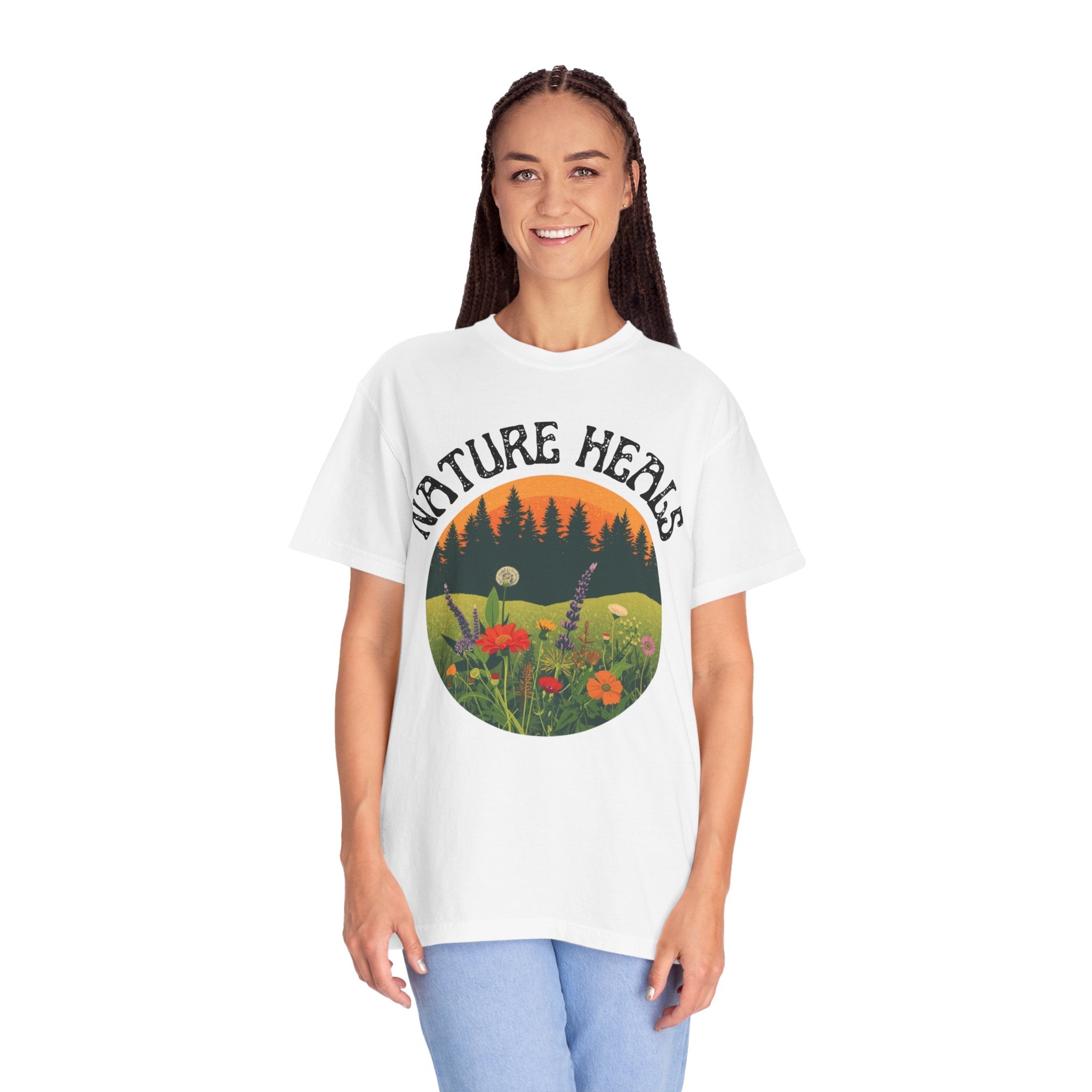 Nature Heals T-Shirt Eco Friendly Nature Lover Tee Environmental Graphic Shirt Outdoor Wellness Top