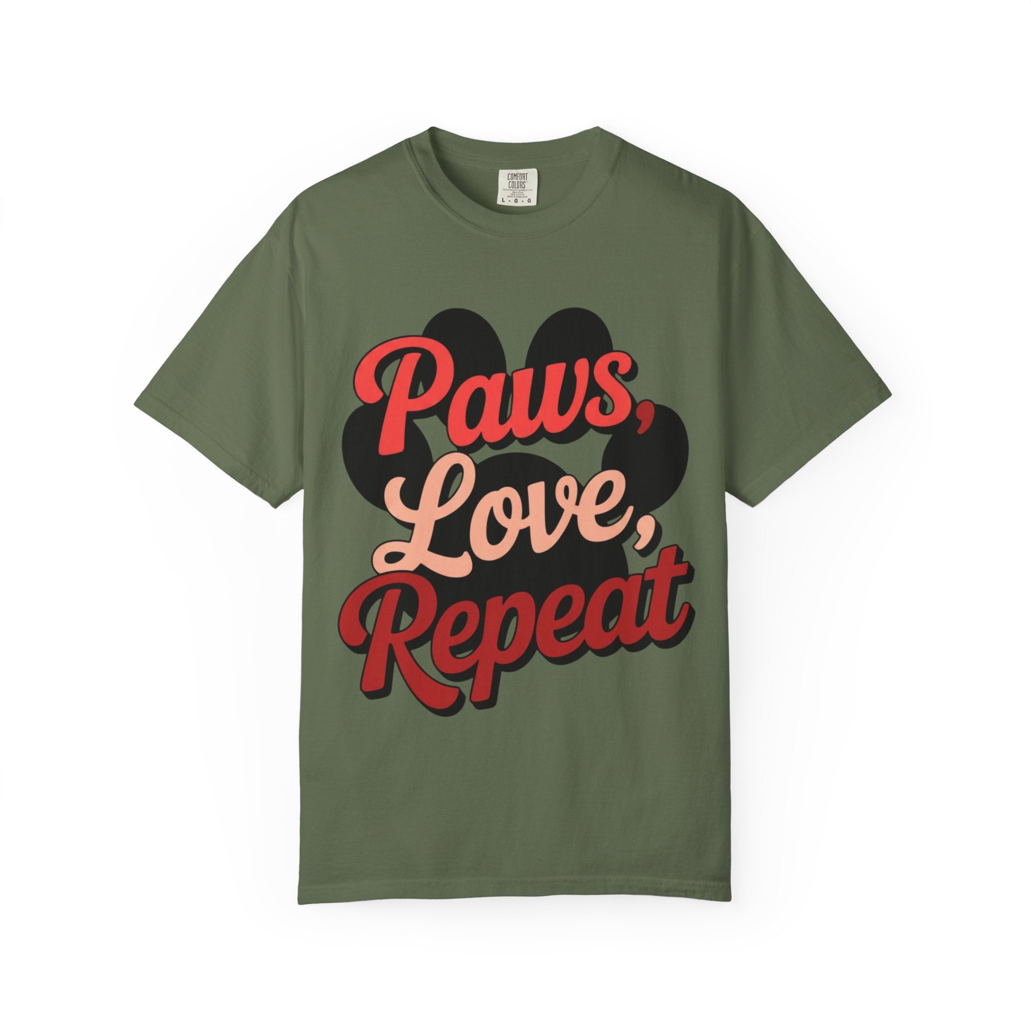 Garment-Dyed T-shirt - PAWS LOVE REPEAT