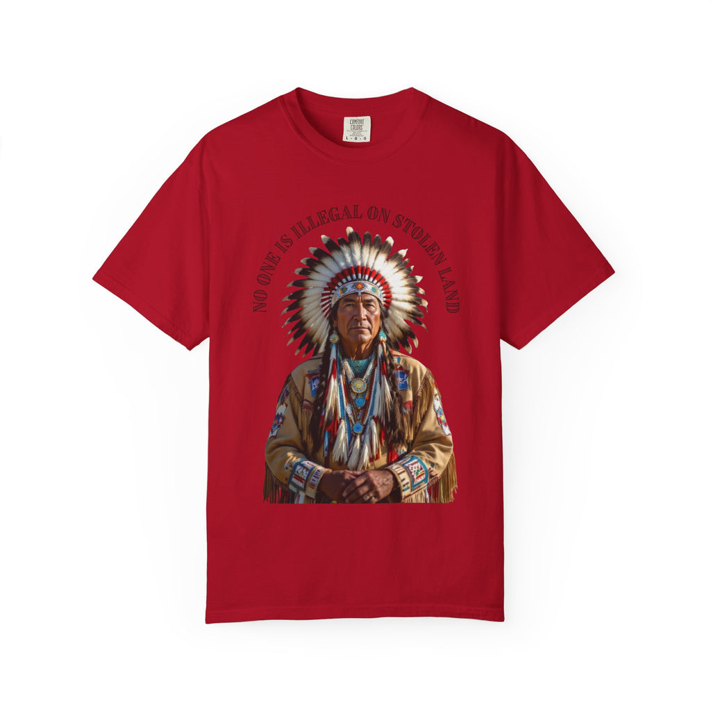 No One Is Illegal On Stolen Land T-Shirt Native American Graphic Tee Indigenous Rights Activist Shirt