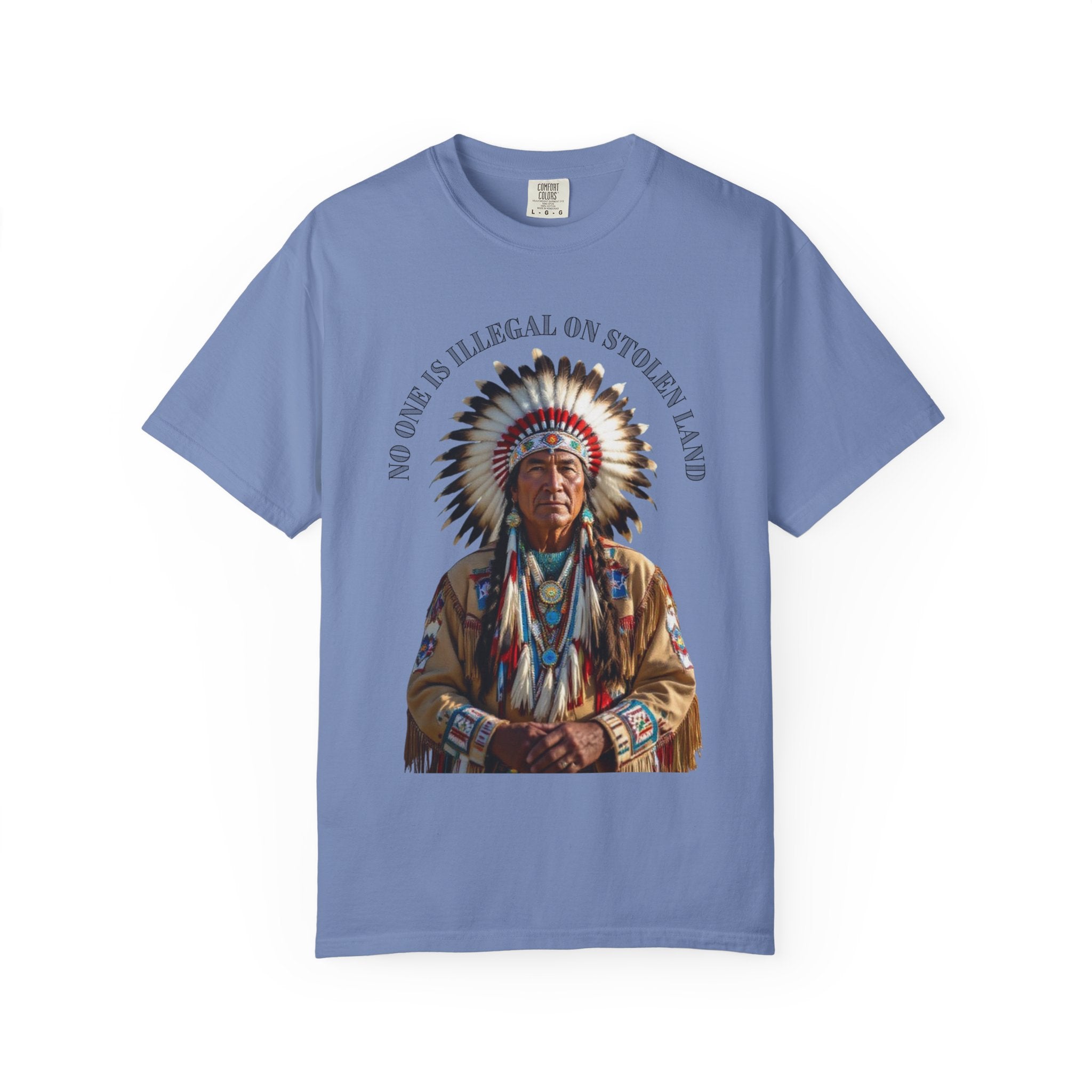 No One Is Illegal On Stolen Land T-Shirt Native American Graphic Tee Indigenous Rights Activist Shirt