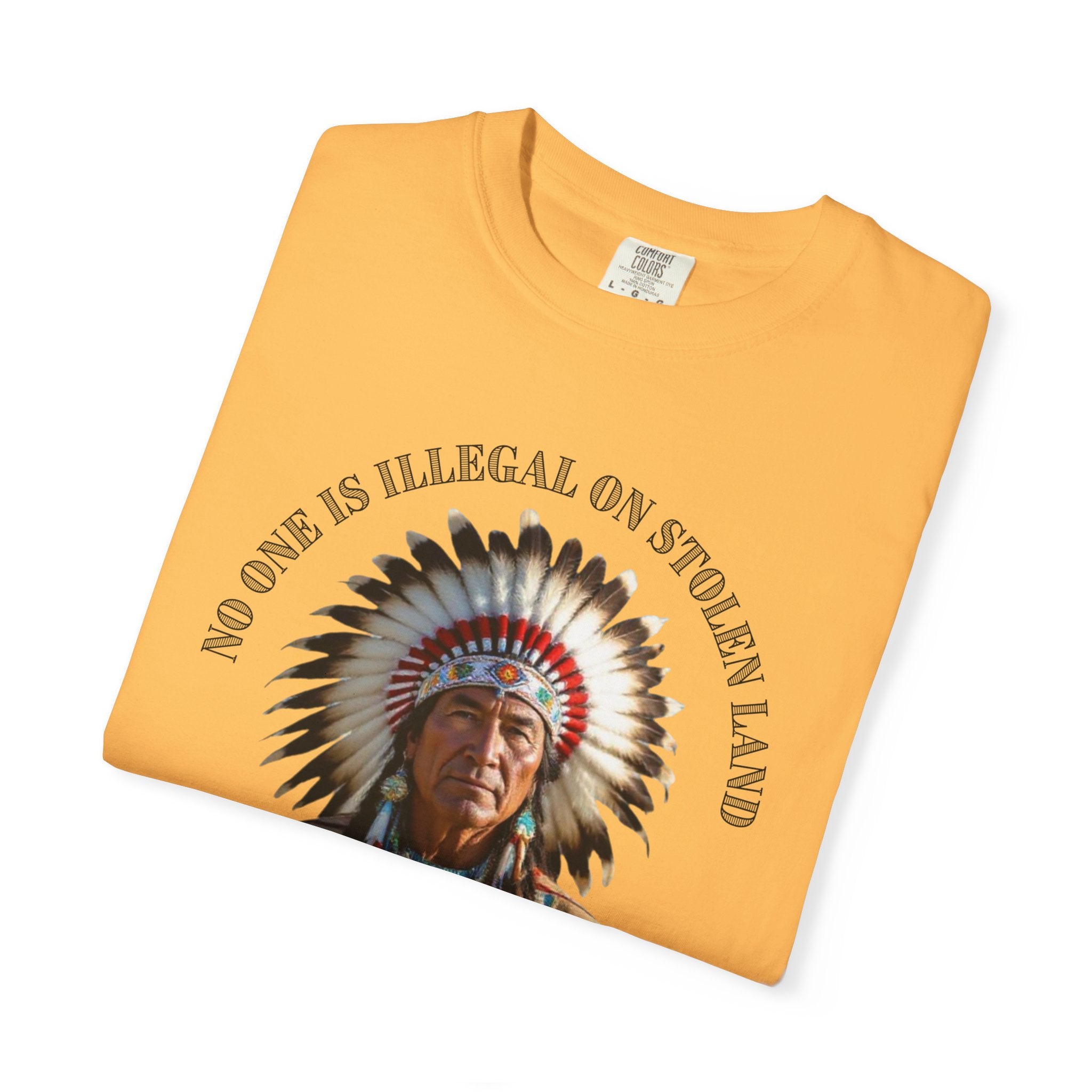 No One Is Illegal On Stolen Land T-Shirt Native American Graphic Tee Indigenous Rights Activist Shirt