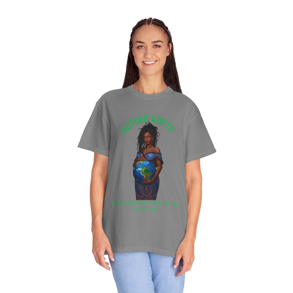 Mother Earth Nurture Shirt The World Within Every Life Is a Gift T Shirt Black Woman Art Nature Lover Tee Eco Conscious Graphic Tee