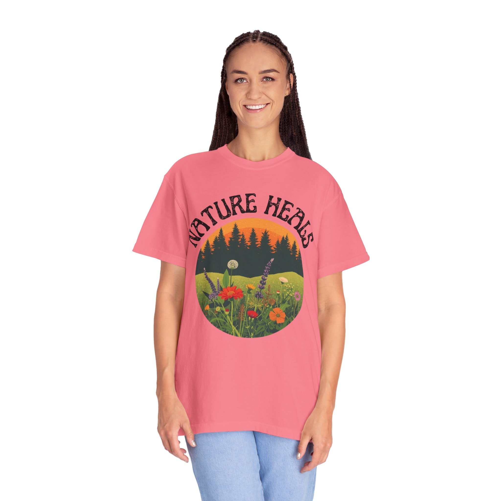 Nature Heals T-Shirt Eco Friendly Nature Lover Tee Environmental Graphic Shirt Outdoor Wellness Top
