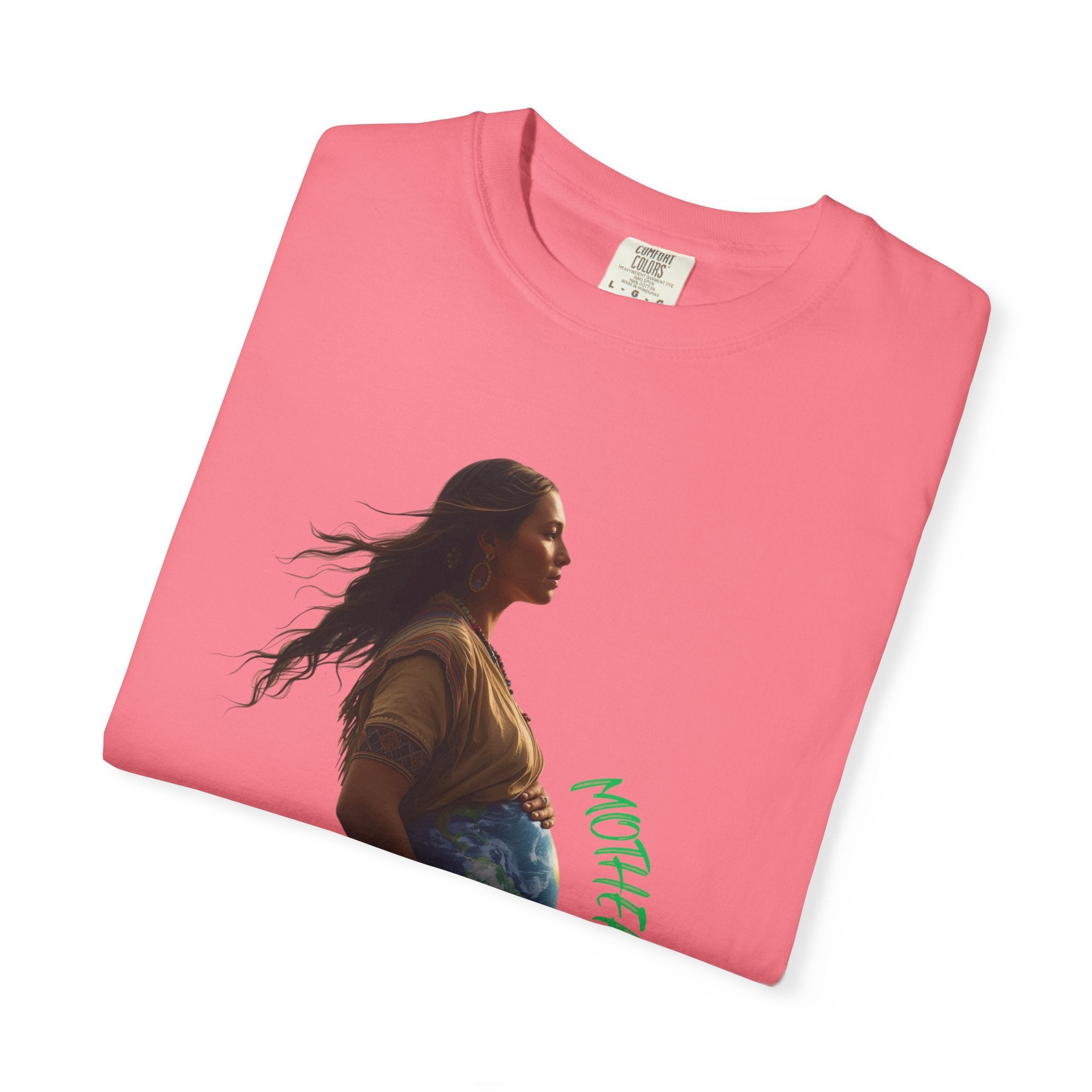 Mother Earth Life Begins Shirt Courage and Love Pregnant Woman Earth Graphic Tee Nature Lover T-Shirt Eco Conscious Top