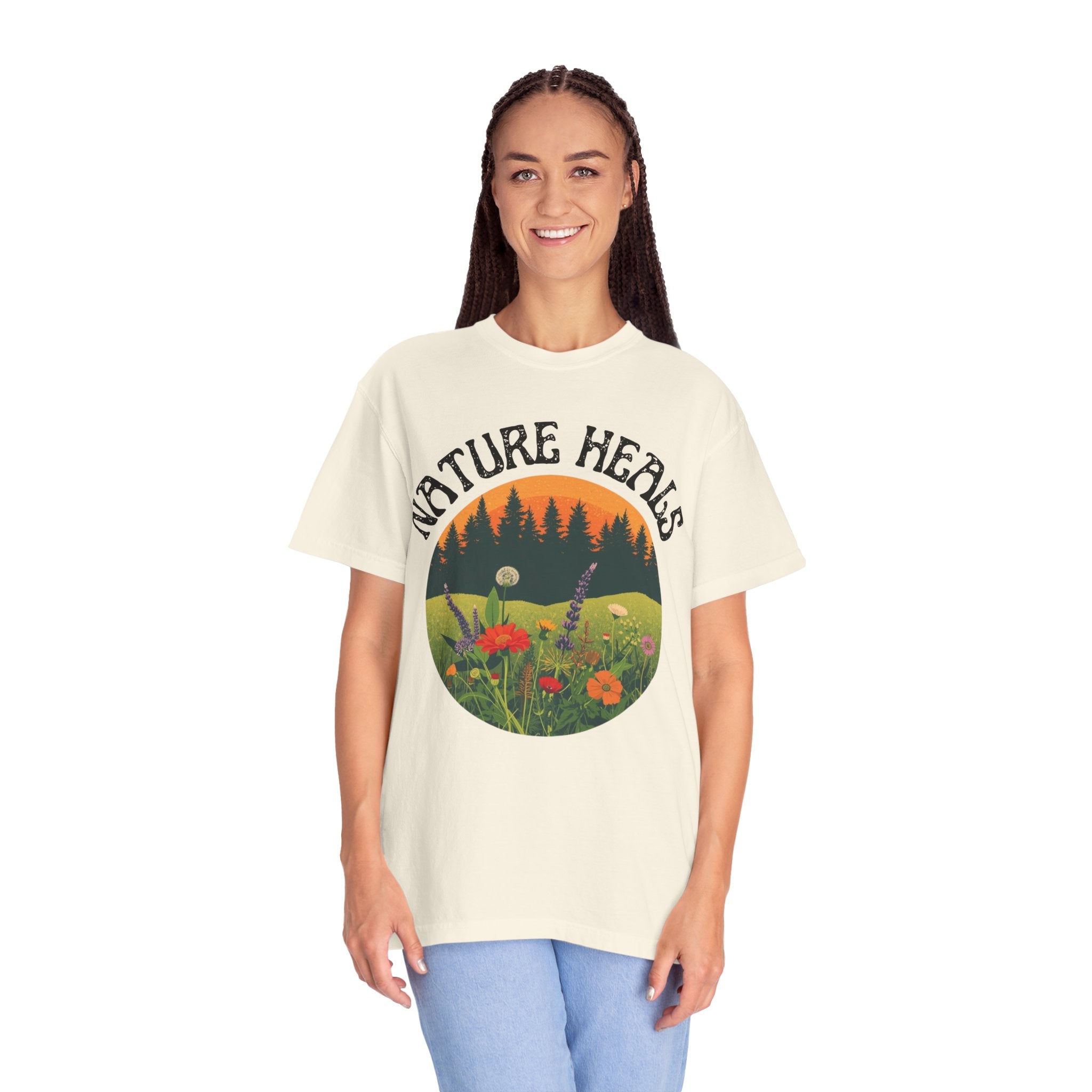 Nature Heals T-Shirt Eco Friendly Nature Lover Tee Environmental Graphic Shirt Outdoor Wellness Top
