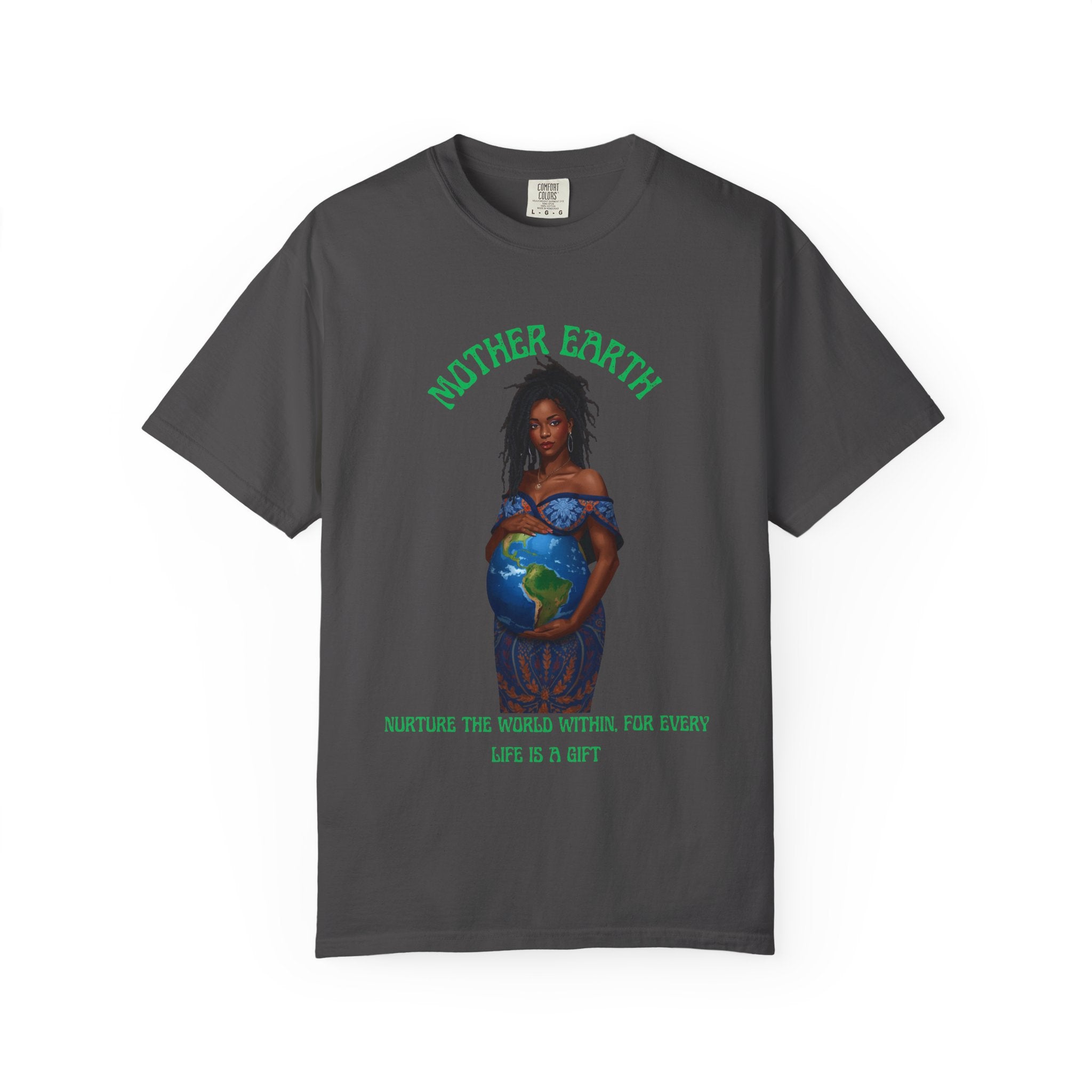 Mother Earth Nurture Shirt The World Within Every Life Is a Gift T Shirt Black Woman Art Nature Lover Tee Eco Conscious Graphic Tee