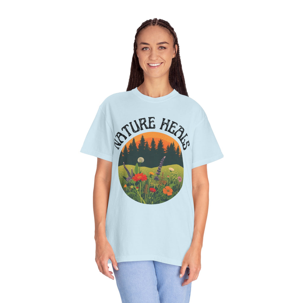 Nature Heals T-Shirt Eco Friendly Nature Lover Tee Environmental Graphic Shirt Outdoor Wellness Top