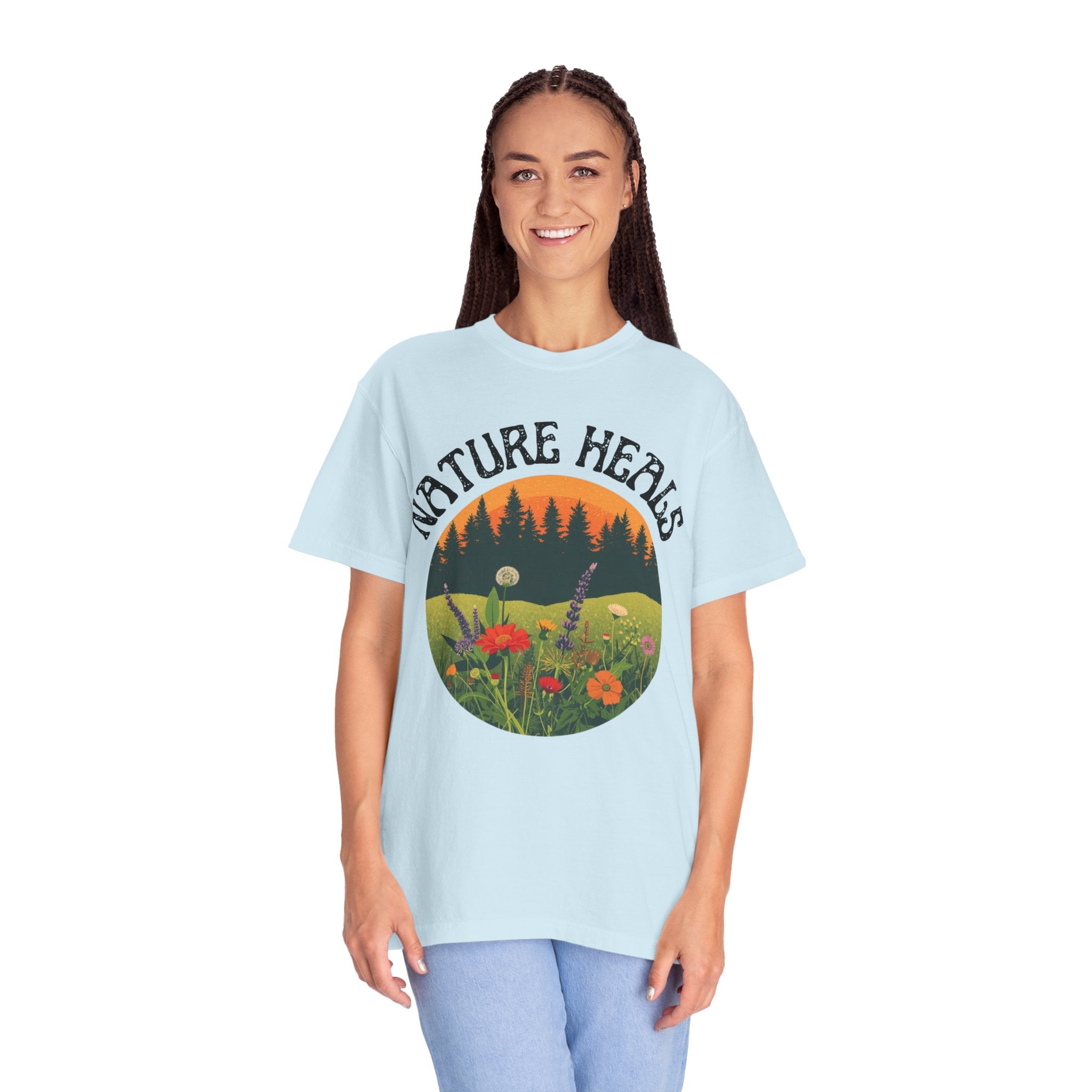 Nature Heals T-Shirt Eco Friendly Nature Lover Tee Environmental Graphic Shirt Outdoor Wellness Top