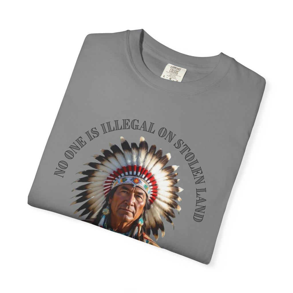 No One Is Illegal On Stolen Land T-Shirt Native American Graphic Tee Indigenous Rights Activist Shirt