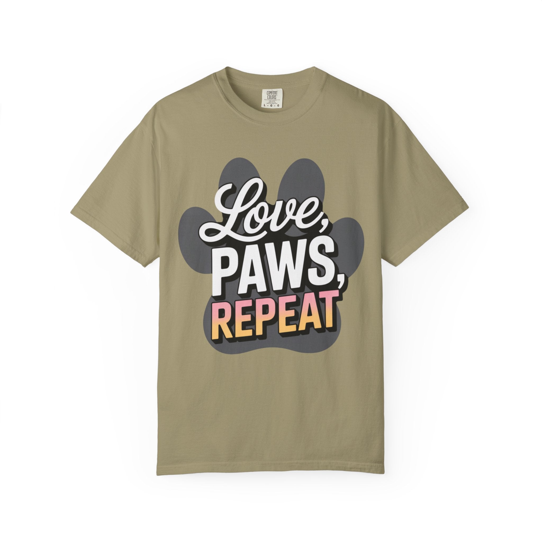 Garment-Dyed T-shirt - LOVE PAWS REPEAT