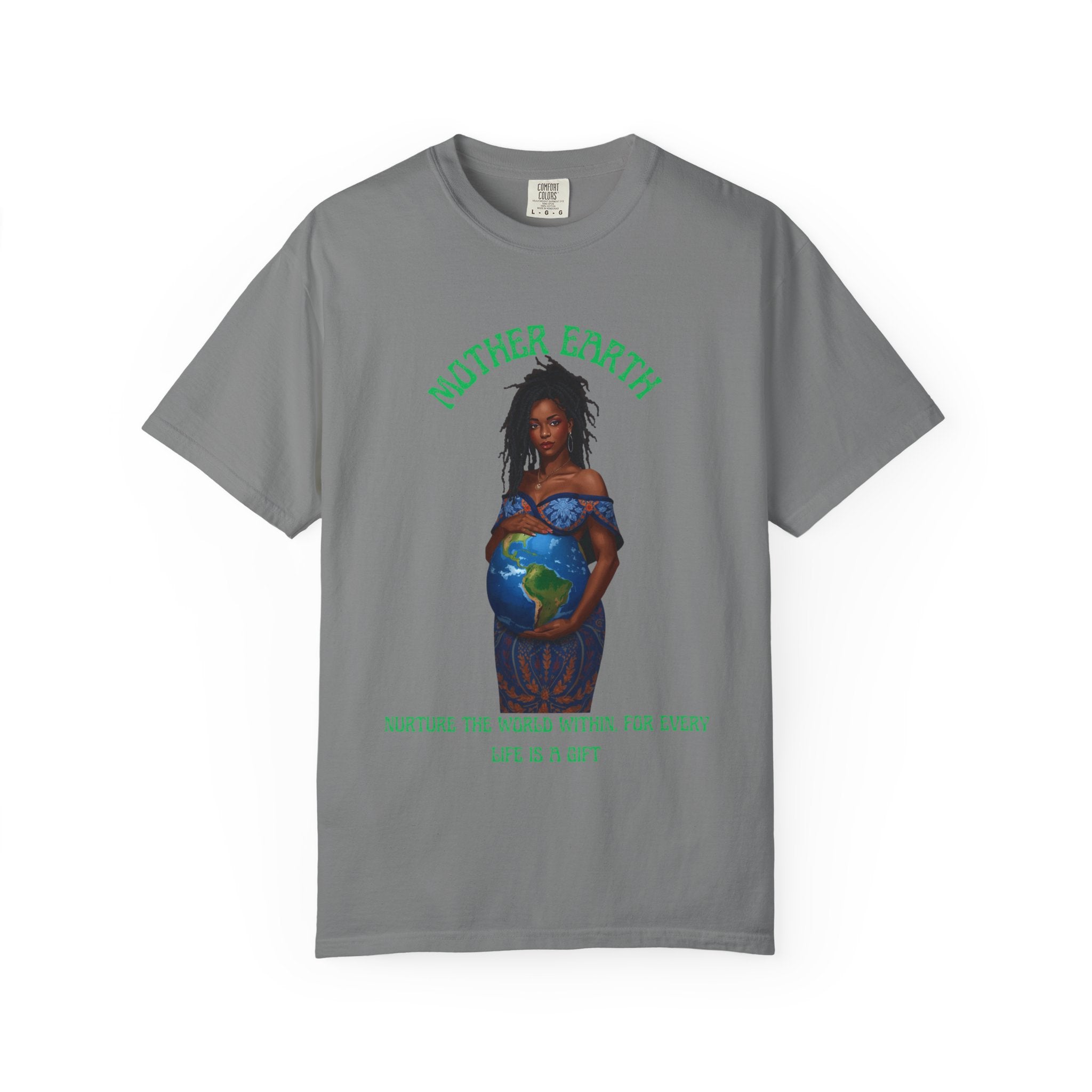 Mother Earth Nurture Shirt The World Within Every Life Is a Gift T Shirt Black Woman Art Nature Lover Tee Eco Conscious Graphic Tee