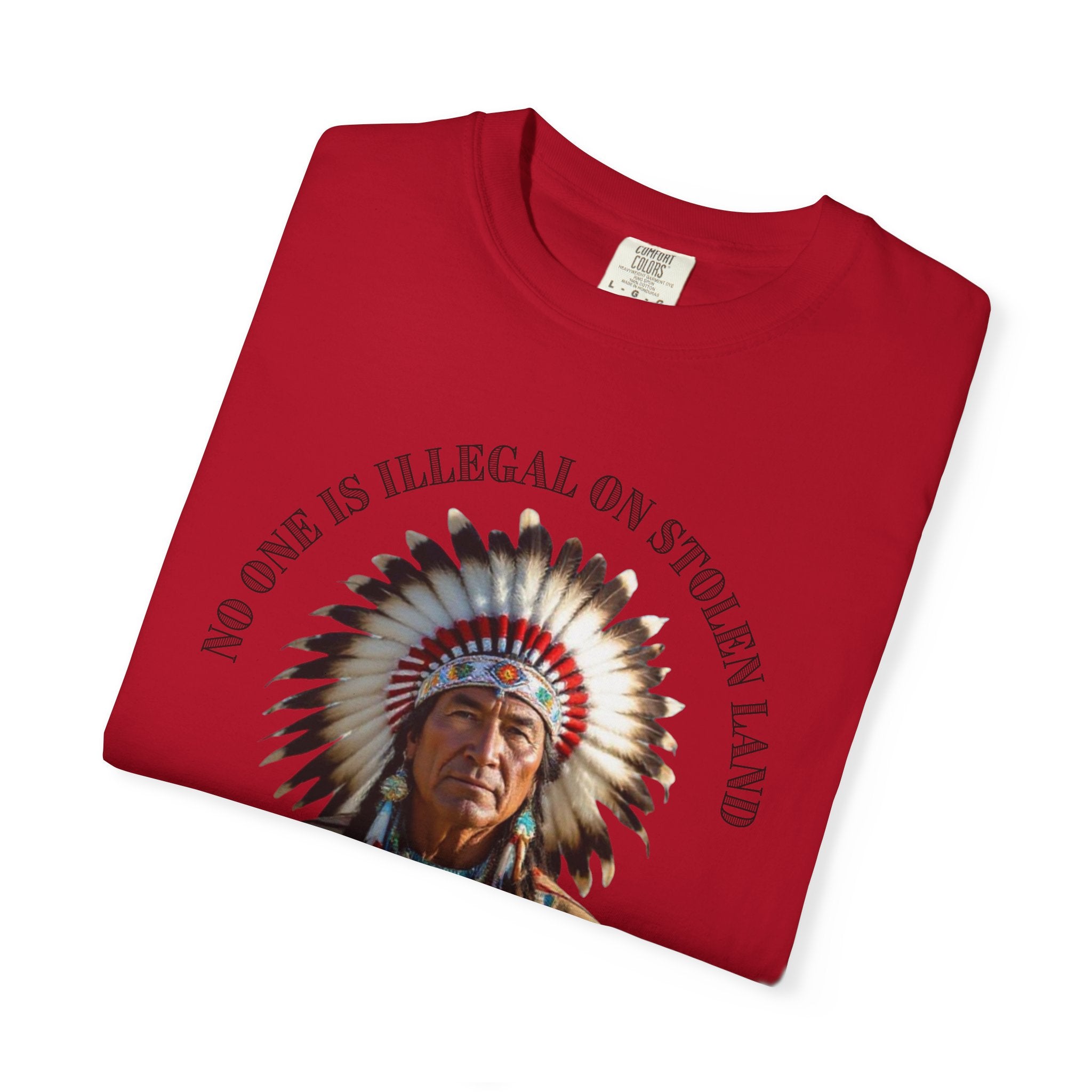 No One Is Illegal On Stolen Land T-Shirt Native American Graphic Tee Indigenous Rights Activist Shirt