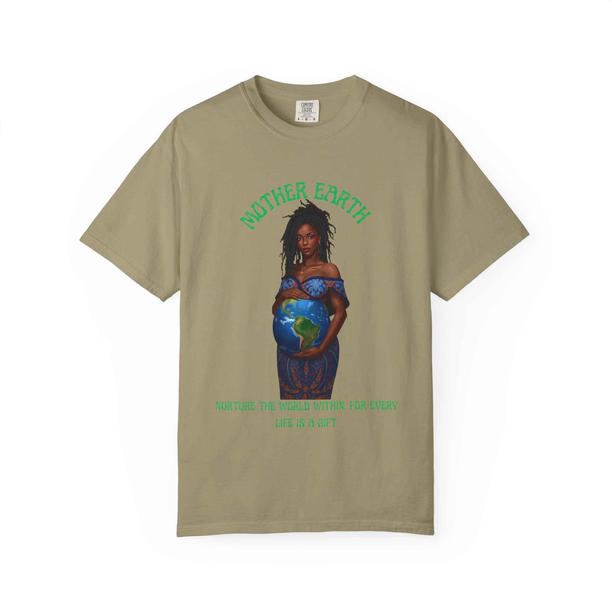 Mother Earth Nurture Shirt The World Within Every Life Is a Gift T Shirt Black Woman Art Nature Lover Tee Eco Conscious Graphic Tee