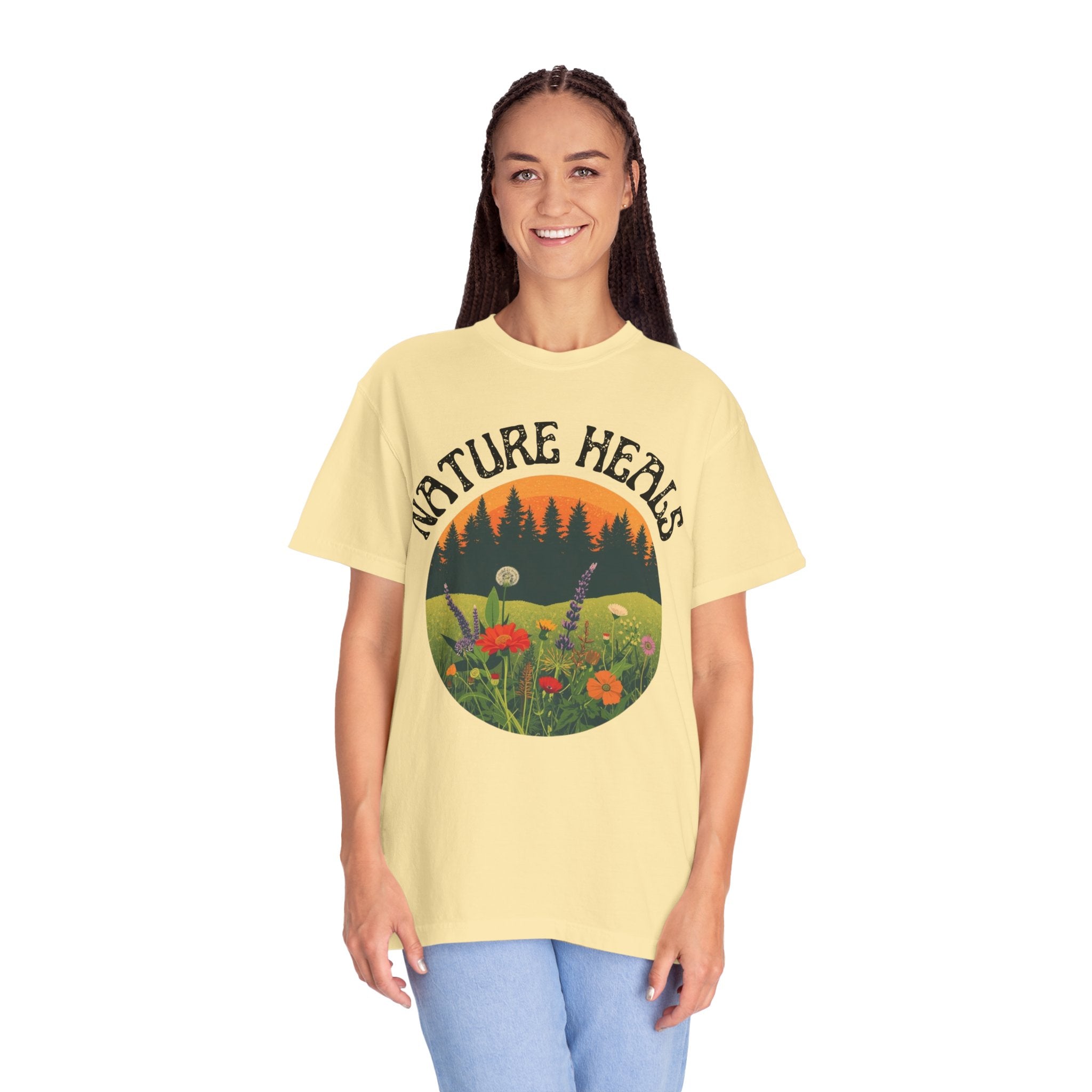 Nature Heals T-Shirt Eco Friendly Nature Lover Tee Environmental Graphic Shirt Outdoor Wellness Top