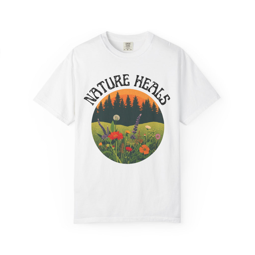 Nature Heals T-Shirt Eco Friendly Nature Lover Tee Environmental Graphic Shirt Outdoor Wellness Top