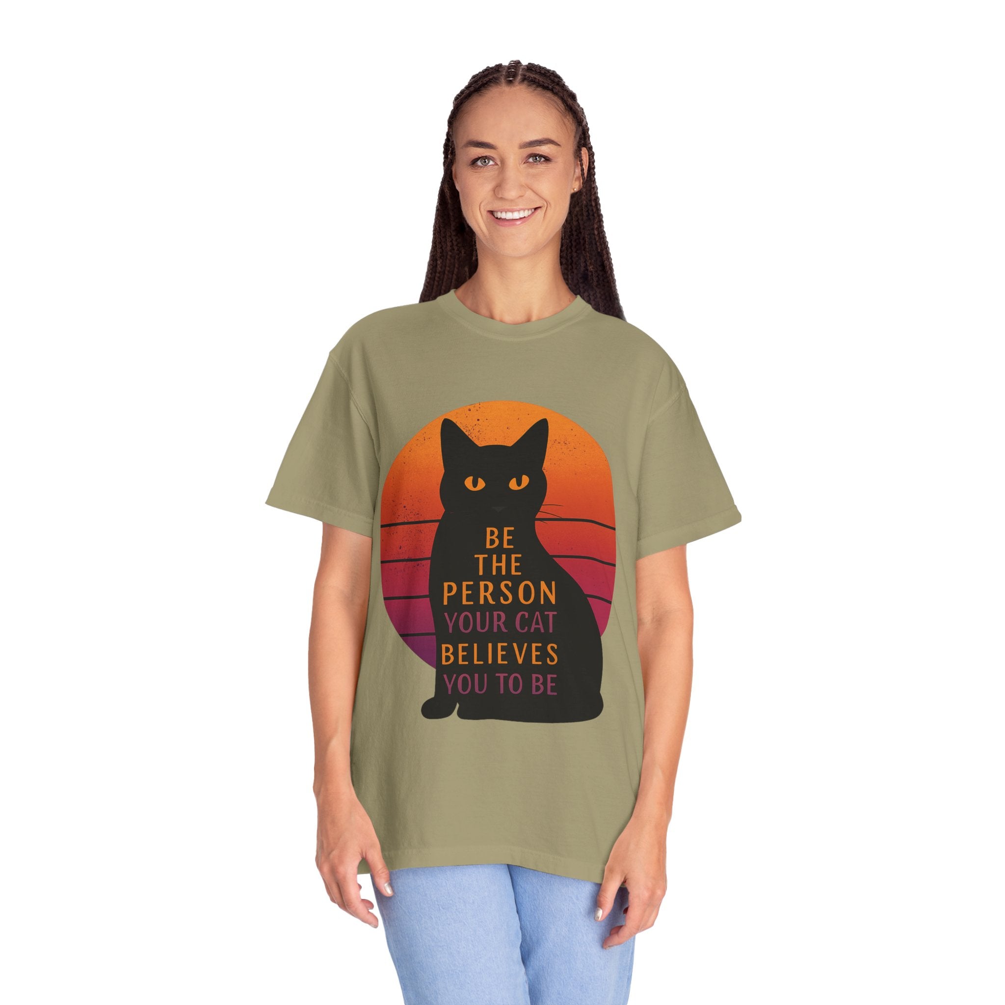 Be the Person Your Cat Wants You to Be Shirt Funny Cat Lover T Shirt Cute Pet Owner Tee Feline Humor Graphic Tee