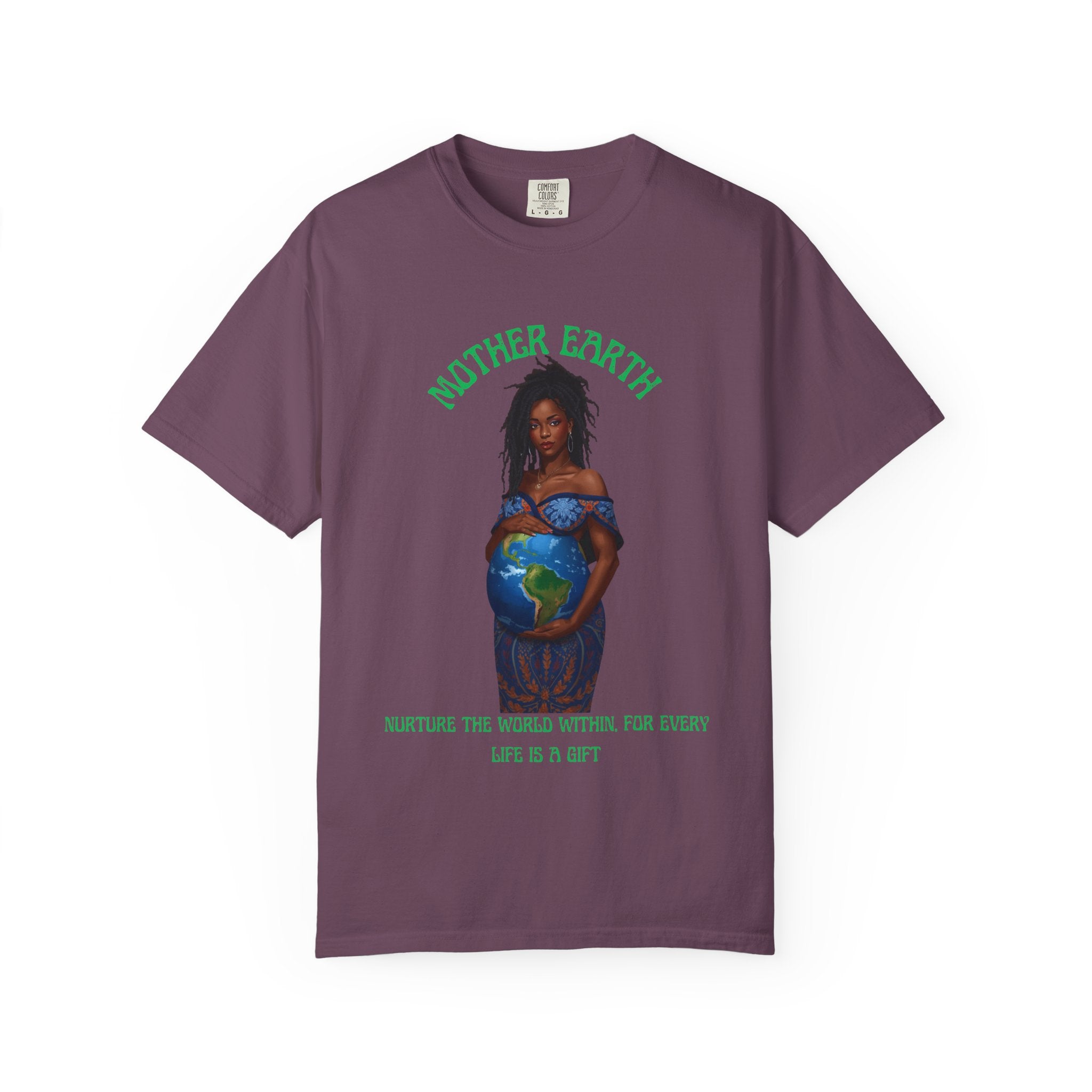 Mother Earth Nurture Shirt The World Within Every Life Is a Gift T Shirt Black Woman Art Nature Lover Tee Eco Conscious Graphic Tee
