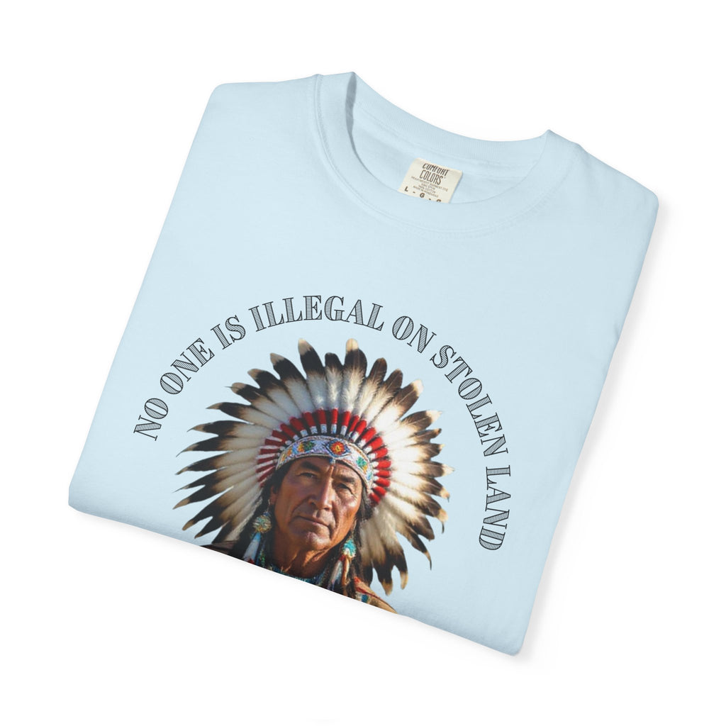 No One Is Illegal On Stolen Land T-Shirt Native American Graphic Tee Indigenous Rights Activist Shirt