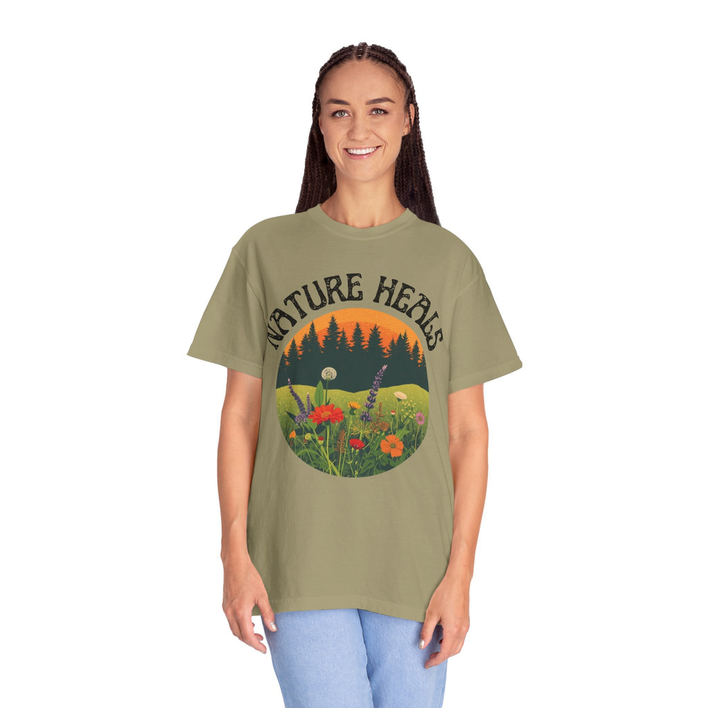 Nature Heals T-Shirt Eco Friendly Nature Lover Tee Environmental Graphic Shirt Outdoor Wellness Top