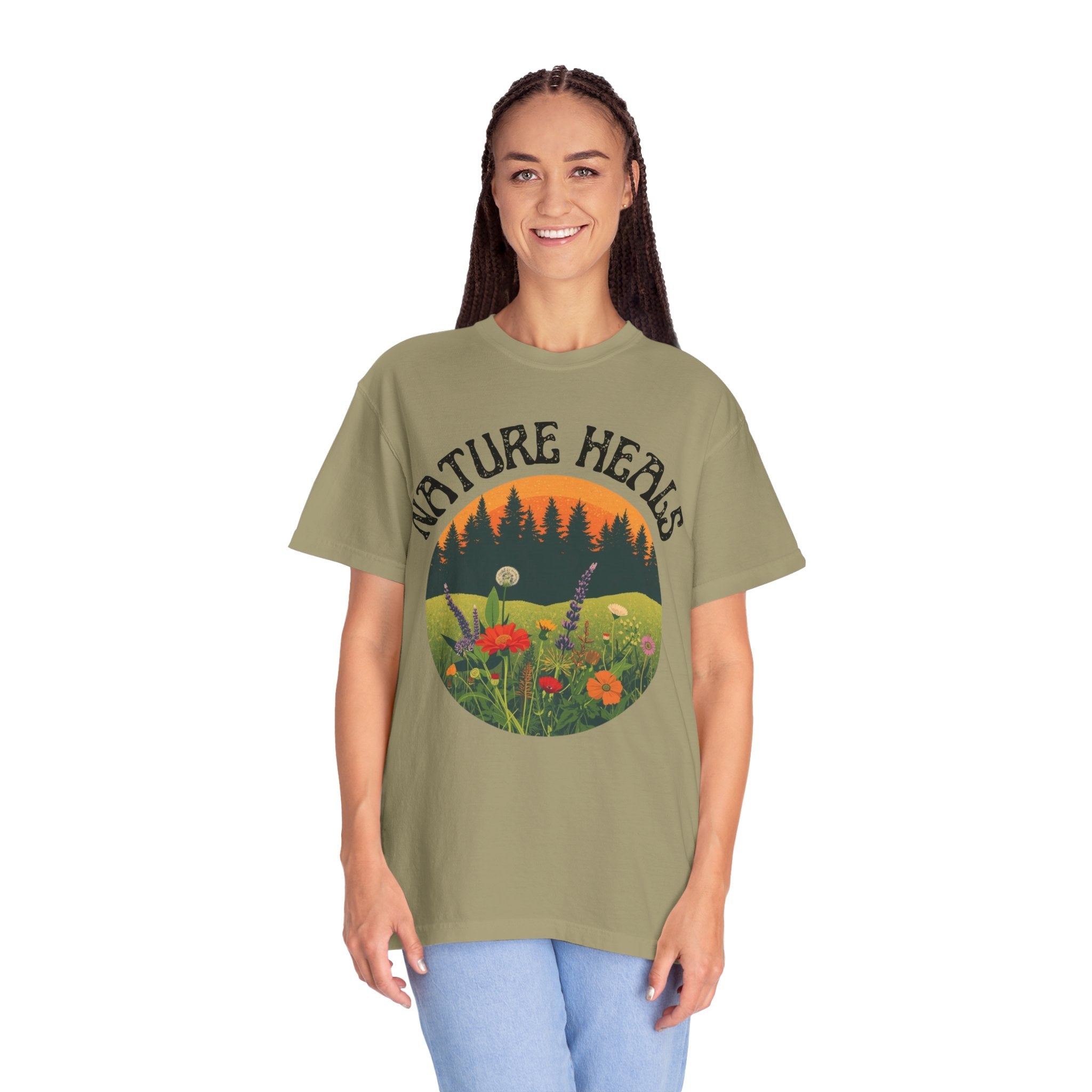 Nature Heals T-Shirt Eco Friendly Nature Lover Tee Environmental Graphic Shirt Outdoor Wellness Top