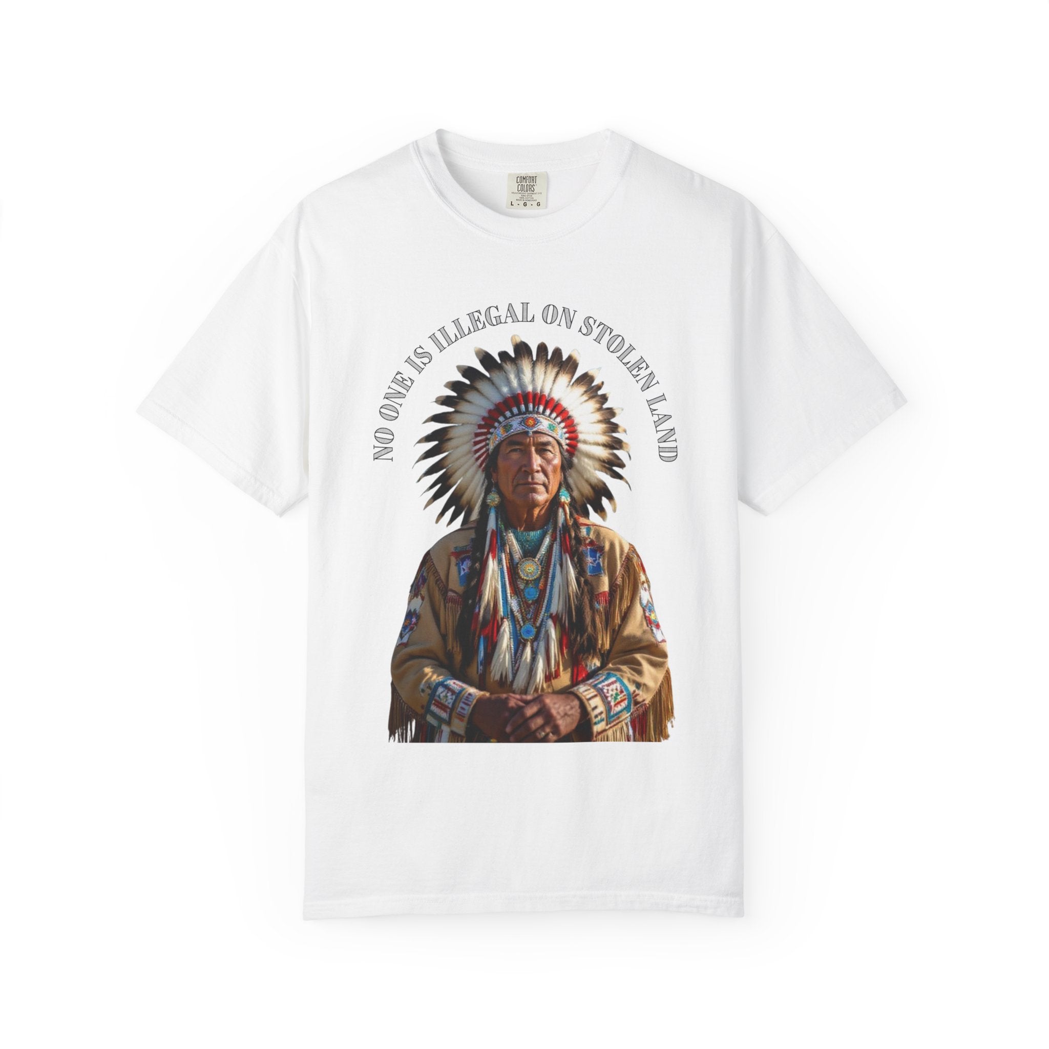 No One Is Illegal On Stolen Land T-Shirt Native American Graphic Tee Indigenous Rights Activist Shirt