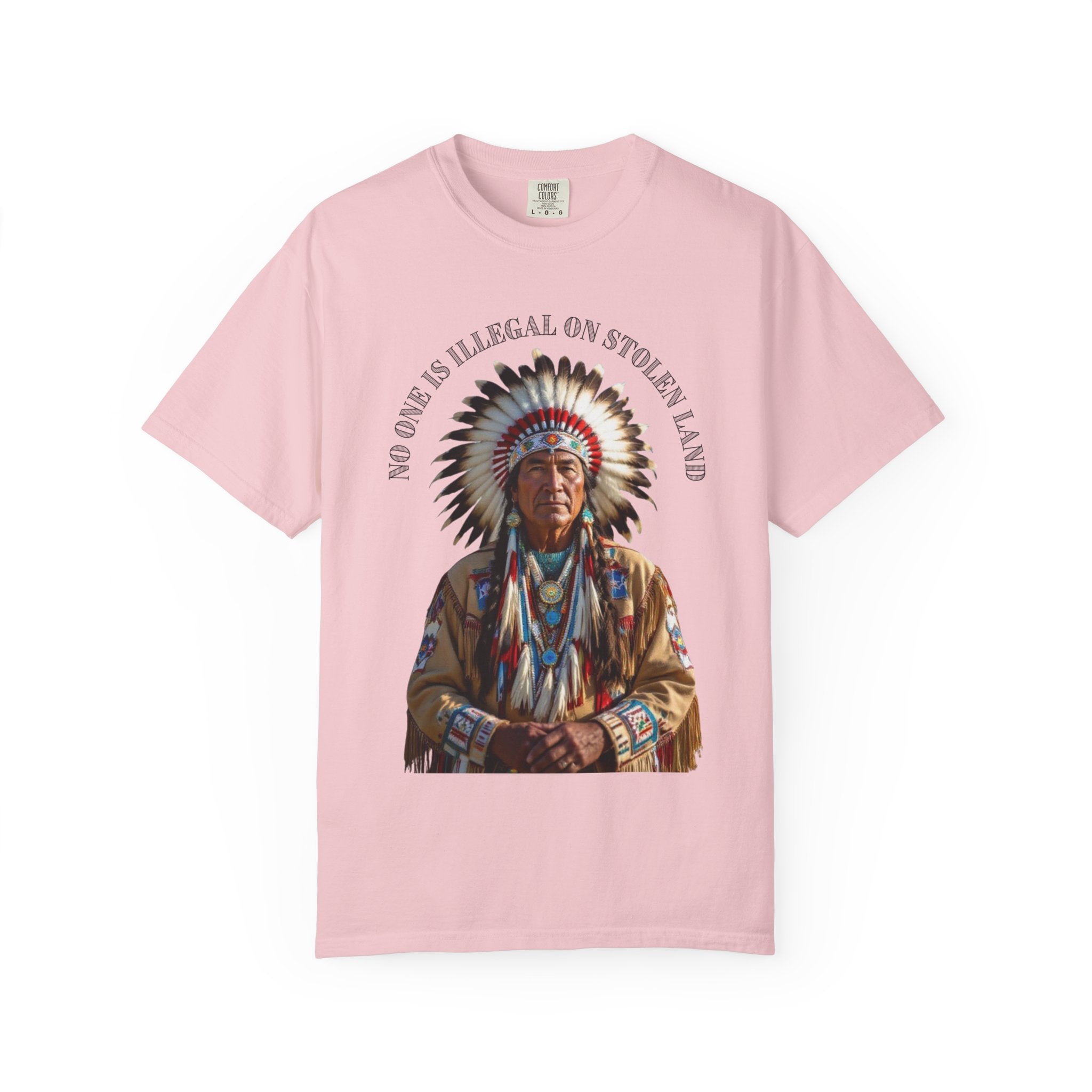 No One Is Illegal On Stolen Land T-Shirt Native American Graphic Tee Indigenous Rights Activist Shirt