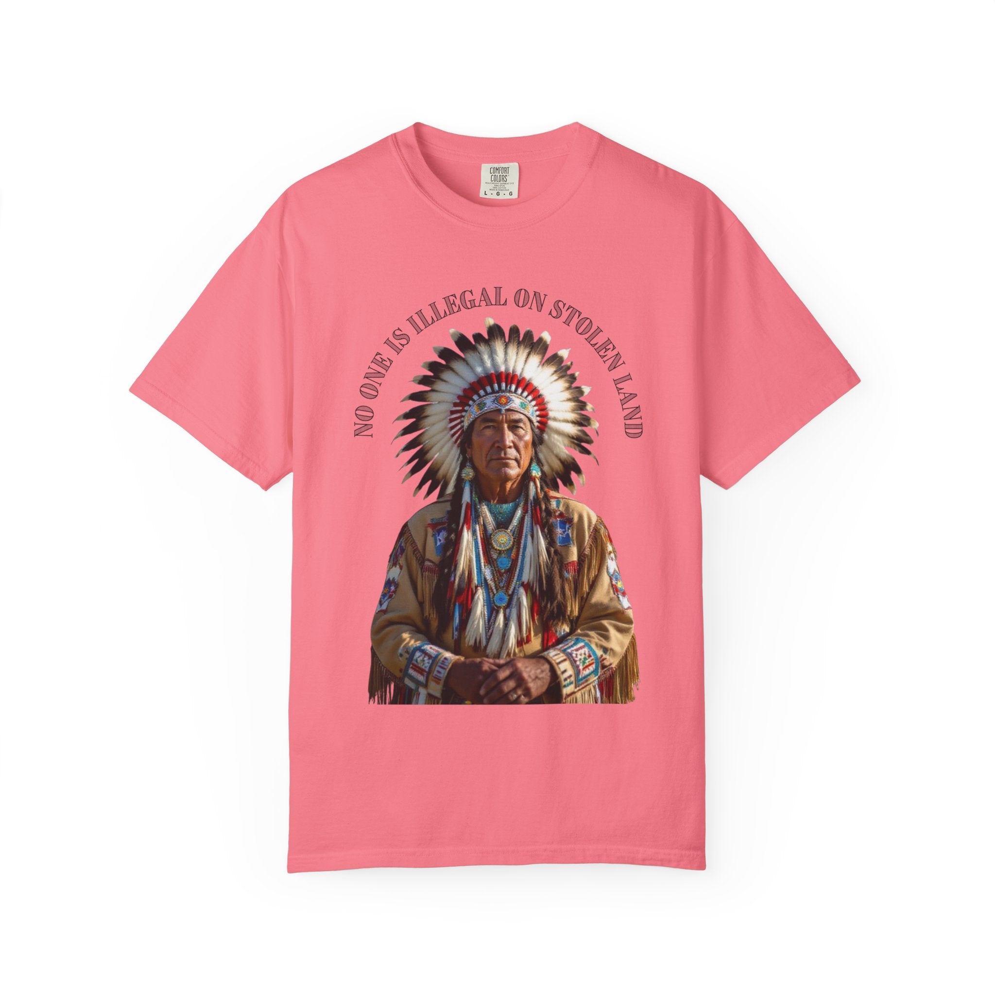 No One Is Illegal On Stolen Land T-Shirt Native American Graphic Tee Indigenous Rights Activist Shirt