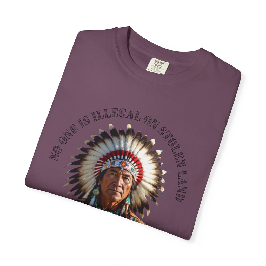 No One Is Illegal On Stolen Land T-Shirt Native American Graphic Tee Indigenous Rights Activist Shirt